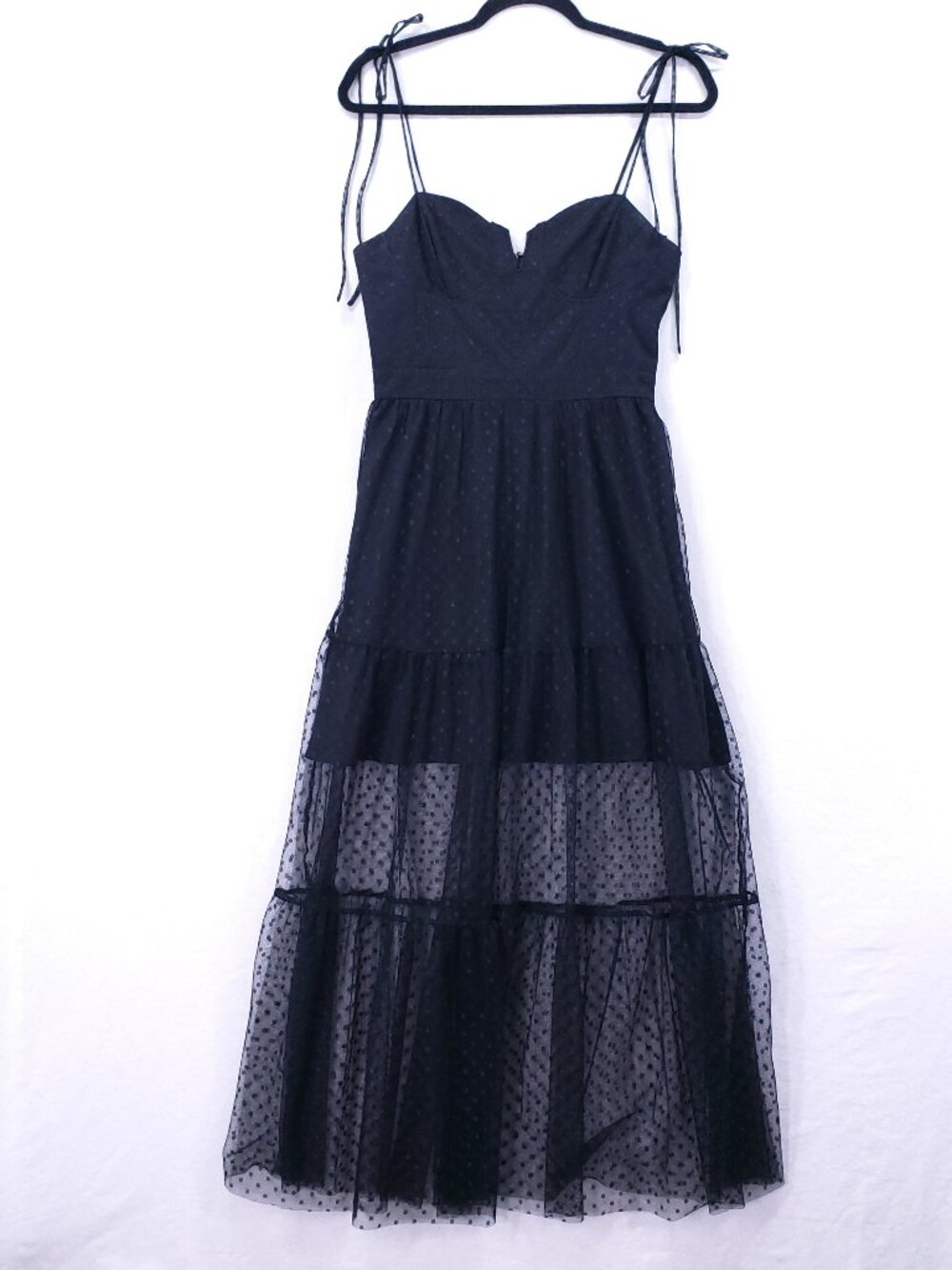 Lulus Maxi Dress Size Small Black Whimsigoth Romantic Sheer Sweetheart Party